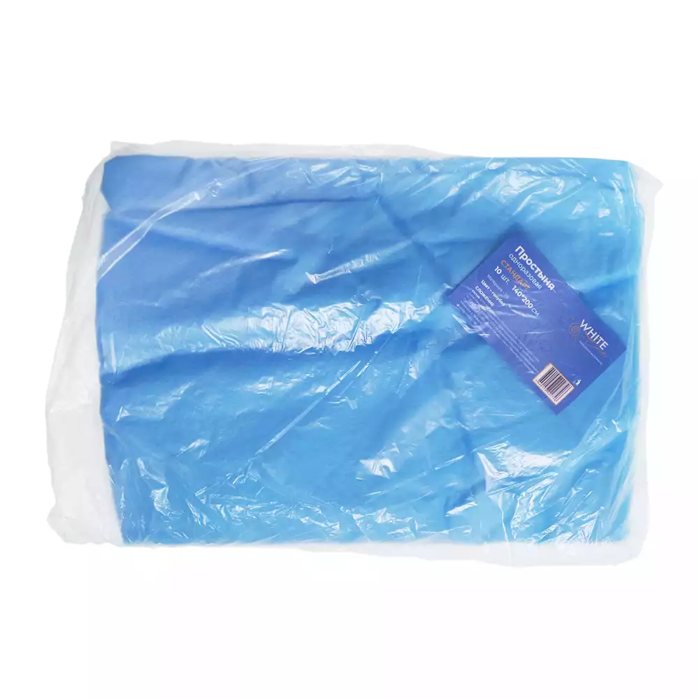 Простыня 140*200см, материал Спанбонд 15-17г/м2, нестерильная, голубая