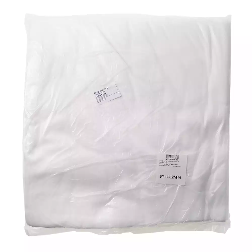 Салфетка 40*40см, материал спанлейс 40г/м2, нестерильная, белая