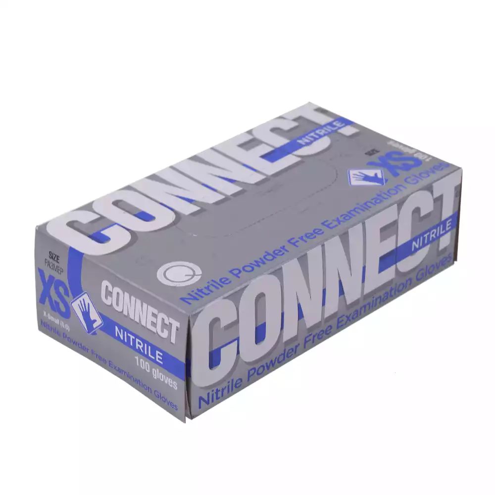 Перчатки CONNECT NITRILE, размер SX, нитриловые, вес 5,0 г/пара, неопудренные, текстурированные на пальцах, цвет голубой, нестерильные